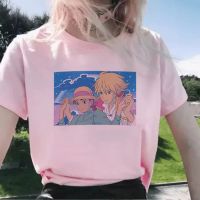 Japan Anime Harajuku cute Cartoon Ulzzang Ghibli vintage vegan Howls Moving Castle punk tees top print Pink short sleeve tshirt