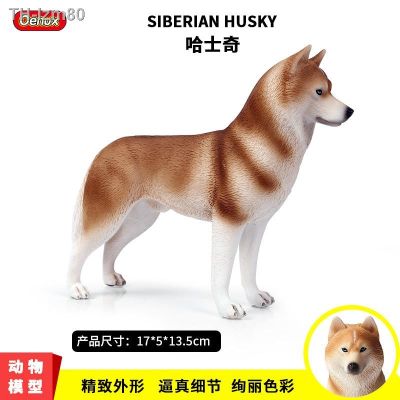 🎁 ของขวัญ Solid จำลองสัตว์ขนาดใหญ่ Husky Pet Dog Siberian เครื่องประดับของเล่น