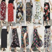 COD DSFERTGERRYYY Womens Summer long skirts Thailand style Skorts Shorts Skirt chic High Waisted Casual Irregular Flanging Wrap Culottes Chiffon floral lace-up beach dress