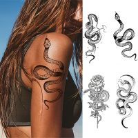 【YF】 2023 Summer Snake Flower Temporary Tattoos Sticker Waterproof Cool Dark Style Unisex Water Transfer Fake Tattoo Women Accessory