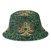 {You have a hat} ต้นไม้แห่งชีวิตในฤดูร้อนพร้อม Triquetra Malachite และ Topi Bucket สีทองสำหรับผู้ชายผู้หญิงบ๊อบชายหาดหมวกใส่ตกปลาเด็กหญิงหมวกพระอาทิตย์สำหรับเด็กผู้ชาย