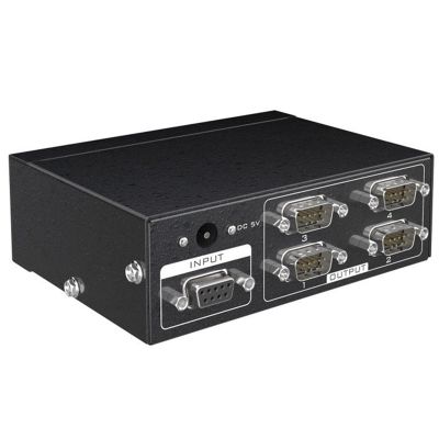 MT-RS104 Active Serial RS232 Splitter 1 to 4 RS232 Bi-Direction Switcher Splitter 4 to 1 with Power Adapter