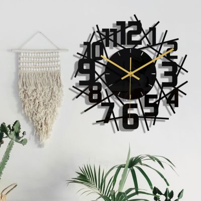 3D Wall Clocks Stereo Black Acrylic Round Digital Wall Clock For Home Decor Simple Wall Sticker Wall Clock