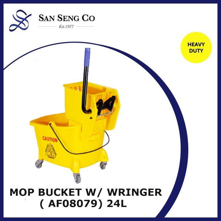 San Seng Mop Bucket Cart With Down Press Wringer 24L AF08079 [Heavy Duty Mop Bucket with