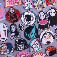 Japan Pacth Cartoon Anime Iron On Patches For Clothing Japanese Style Embroidery Patch DIY Faceless Man Applique Stickers Badge