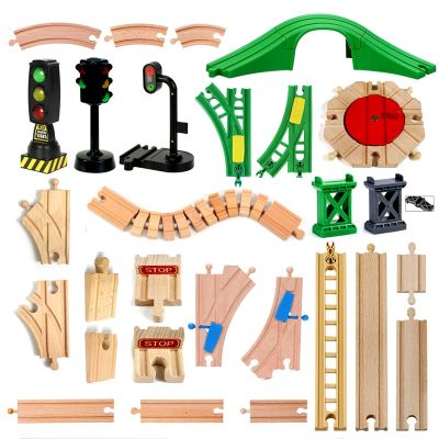 New Wooden Track Accessories Beech Wood Train Track Railway Toys Fit for Biro All Brand Tracks Educational Toys For Children