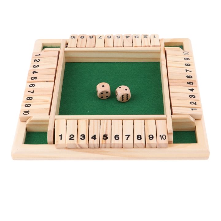 Deluxe Four Sided 10 Numbers Shut The Box Board Game Set Dice Party ...