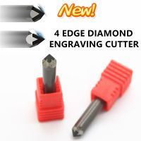 【LZ】 Diamond Engraving Cutter Granite Engraver Stone tools Marble Relief cnc Bit 4 edge PCD Shank 6 mm Milling carving Tool