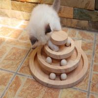 2/3 layers Cat Turntable Wooden Pet Cat Toys Cat Interactive Game Toys Pet Smart Track With Balls Funny Kitten Toys Pet Supplies Toys