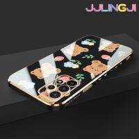 Jlingji เคสปลอกสำหรับ Samsung A23 A13 5G A04s M23 5G เคส F23 M13 F13รูปหมีดอกไม้การ์ตูนเคสโทรศัพท์กันกระแทกขอบด้านข้างกรอบสี่เหลี่ยมแบบดั้งเดิมนิ่มลายเคลือบหรูหราฝาครอบหลังเต็มรูปแบบเคสป้องกันกล้อง