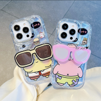 เคส RouJiang สำหรับ iPhone 15 14 13 12 11 Pro Max X XR Xs Max 8 7 6S Plus SE 2020ฟองน้ำตัวการ์ตูนคลาสสิกและเคสโทรศัพท์เพื่อนที่ดีของเธอ