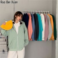 AHYTW MALL Ruo Bei Xuan เสื้อแจ็คเก็ตคาร์ดิแกนผู้หญิง เสื้อแจ็คเก็ตมีฮู้ดทรงหลวมสไตล์เกาหลี เสื้อ ผญแฟชั่น2022 เสื้อแขนยาวฮูด เสื้อแขนยาวเกาหลี