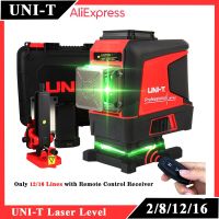 UNI-T Laser Level with Receiver 2/8/12/16 3D Green Lines 360 Horizontal Vertical Self-Leveling Cross Remote Control Measure Tool