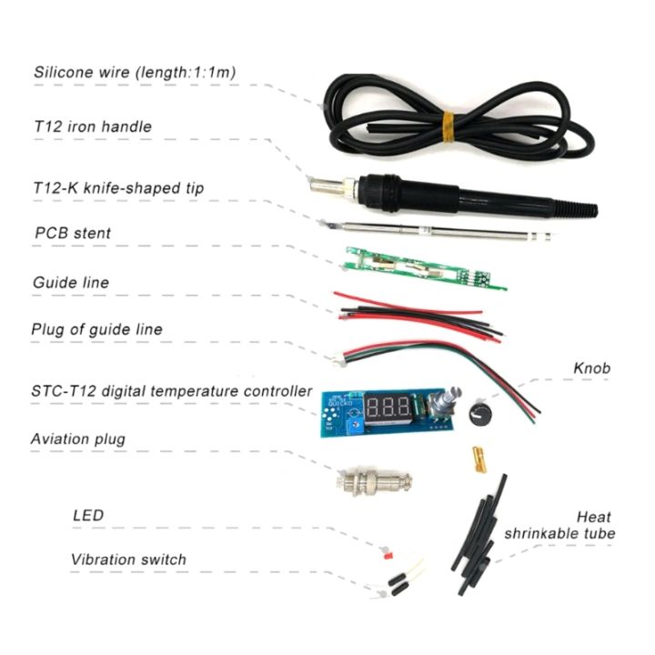 อุปกรณ์อิเล็กทรอนิกส์สถานีเครื่องเชื่อมเหล็กดิจิตอล-led-สำหรับด้ามจับ-t12สวิตช์แบบสั่นตัวควบคุมอุณหภูมิชุดอุปกรณ์-diy