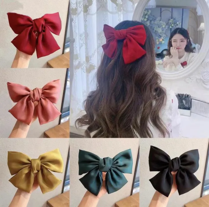 100% Original AMZ Cute fashion Ribbon Hairclip Korean Ribbon Large Bow ...