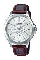 Casio Standard นาฬิกาข้อมือผู้ชาย สายหนัง รุ่น MTP-V300L,MTP-V300L-7A - สีเงิน