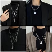 ▩✚ Titanium Steel Bear Sweater Chain for Women Multilayer Necklace for Men Vintage Style Long Men 39;s Neck Chains Hip Hop Jewelry