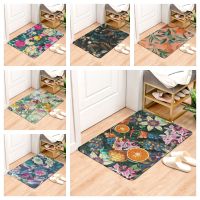 Flower Print Entrance Doormat Decorative Non Slip Bath Rug Absortant Kitchen Floor Carpet Home Decor Hallway Outdoor Mat Yoga Mats