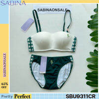 Sabina เซตชุดชั้นใน Invisible Wire (ไม่มีโครง) รุ่น Pretty Perfect รหัส SBU9311CR+SUU9311GD สีครีม / สีเขียว