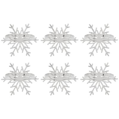 6 Pieces Snowflake Napkin Rings Christmas Snowflake Napkin Holder Rings for Christmas Holiday Table Decoration