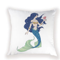 Cartoon Cute Mermaid Throw Pillow Covers Home Decoration Housewares Nordic Cushion Cover for Sofa Chair Creative Home Pillowcase