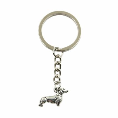 New Fashion Men High Quality Car Keychain DIY Metal Holder Chain Silver Color Dog Dachshund Pendant For Gift Key Chains