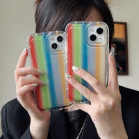 For IPhone 14 Pro Max IPhone Case Thickened TPU Soft Case Clear Case Airbag Shock Camera Cover Stripes of Rainbow Compatible for IPhone 12 Pro Max 11