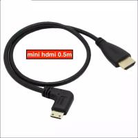 HDMI mini to HDMI cable 0.5M -  สายมินิ HDMI TO HDMI 0.5 เมตรหัวงอ 90 องศาข Black