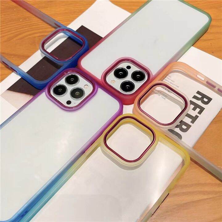 เคสหลังใสขอบสีทูโทน-สำหรับiphone-14-pro-max-13-pro-max-12-12pro-max-11-11promax-7-8-se2-se3-7-8-x-xs-xr-xsmax