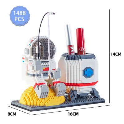 1488 PCS Aerospace Astronaut Electronic Building Blocks Brush Pot Compatible MOC DIY Blocks Toys for Children Friend Gifts Light