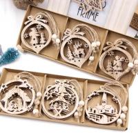 12PCS/Box Hollow Christmas Wooden Pendants Vintage Christmas Party Decoration Xmas Tree Hanging Ornament Kids Gift Home Supplies