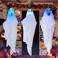 3Pcs Halloween White Ghost Pendant Three color Gradual Flashing Multi expression Courtyard Venue Layout Horror Props 2022 New