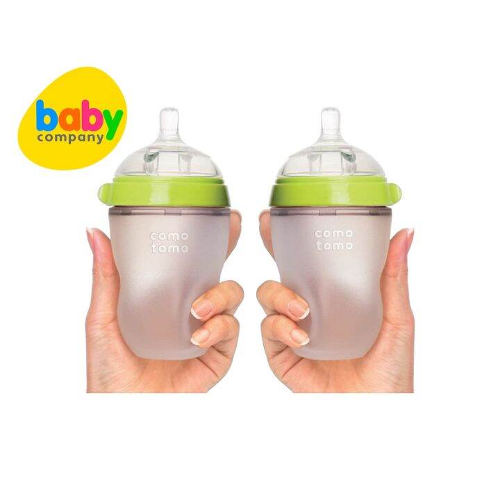 Comotomo 2-pack Silicone Baby Bottles 250ml Green | Lazada PH