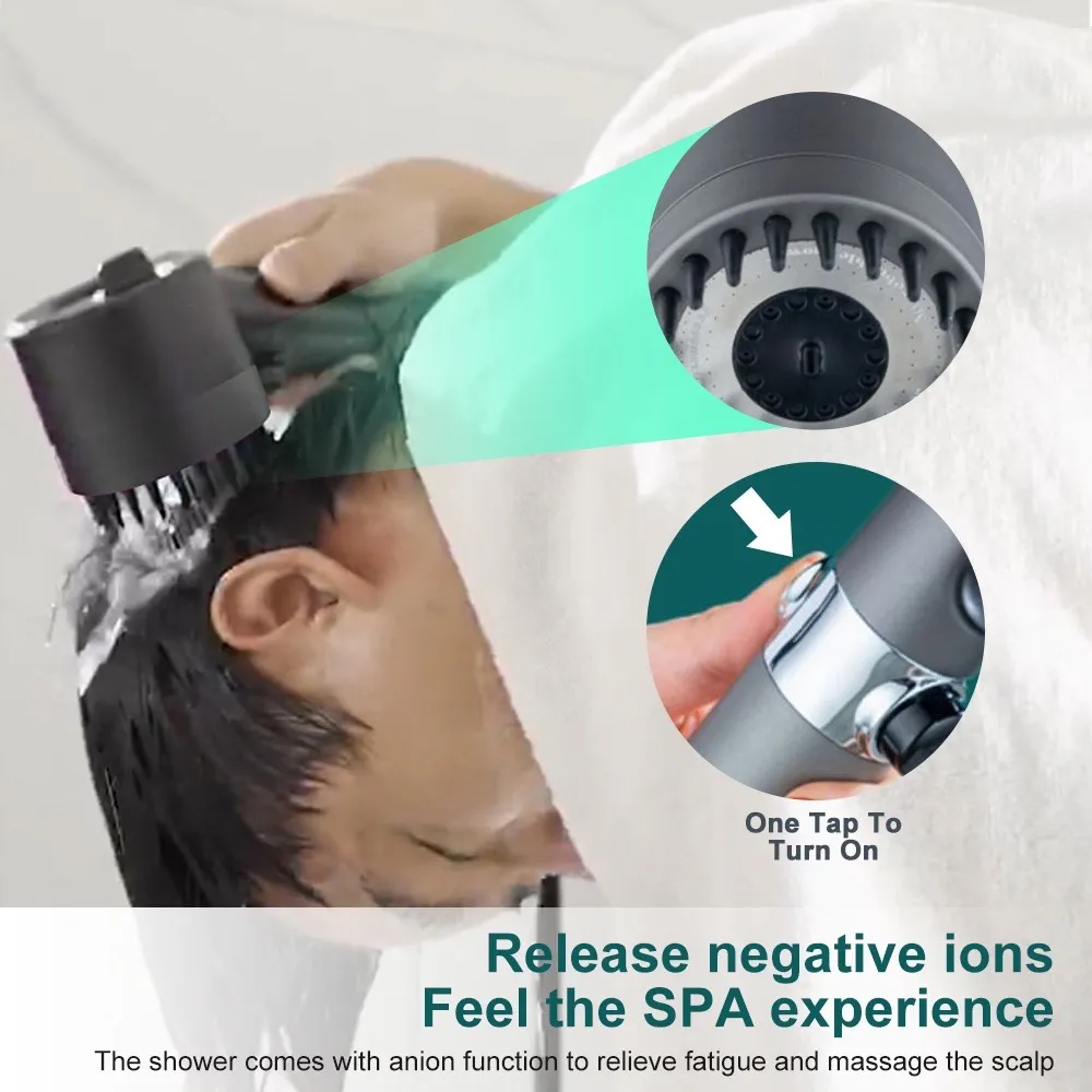 Shower Head High Pressure Massage Shower 3 Mode Adjustable High Pressure  Shower One-Key Stop Shower Head With Filter/With Hose Set/Holder | Lazada