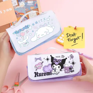 Japanese Sanrio Kuromi My Melody Cinnamoroll Hello Kitty Clow Waterproof  Leather Pencil Case Student Cute Pen