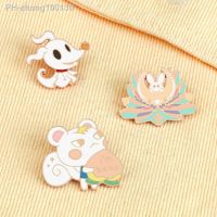 3 Styles Cartoon Pink Animal Enamel Pins High Quality Lotus Squirrel Baby Mouse Ghost Brooches Kids Backpack Decoration Jewelry