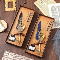 №○ retro feather pen gift box set dipped student creative business niche birthday