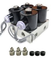 โซลินอยด์วาล์ว Solenoid Valve มินิบล็อค 4วาล์ว พร้อมฟิตติ้ง ขนาดรูลม 3หุน DC 12V จำนวน 1ชุด รถตู้ รถกระบะ รถเก๋ง ช่วงล่างถุงลม ถุงลมช่วงล่าง