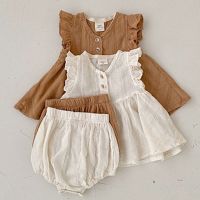 Ruffles Lace Baby Clothing Summer Girls Sleeveless Vest PP Shorts Suit Toddler Girls Summer Set Vintage Children Outfits