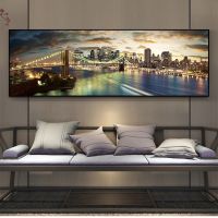 Night View of Brooklyn Bridge Landscape Canvas Paintings On the Wall Art Posters And Prints Modern New York City Canvas Picture