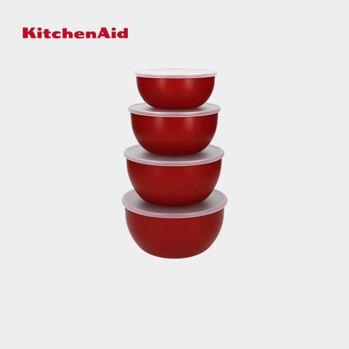 Kitchenaid Set of 7 Plastic Mixing and Prep Bowls in Empire Red 