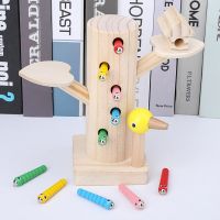 Kids Montessori Educational Math Toy Wooden Woodpecker Catch The Worms Game Set For Toddlers Girls And Boys Magnetic Wooden Toy
