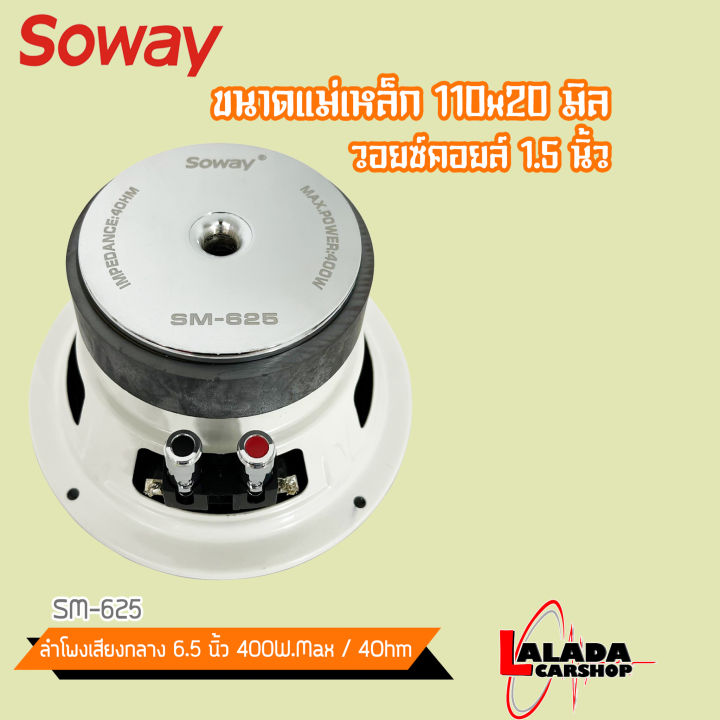 ลำโพงติดรถยนต์เสียงกลาง-ยี่ห้อsoway-รุ่น-sm-625-6-5-นิ้ว-ลำโพงกลางโดด-กลางแจ้ง-ตู้บ้าน-ราคาต่อดอก-เสียงกลาง-ลูกโดด-car-speaker-เสียงเบสดังดี