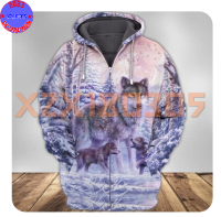 【xzx180305】Personalized Name Blue Moon Wolf Spirit Premium Unisex M-3XL 3D HOODIE 16