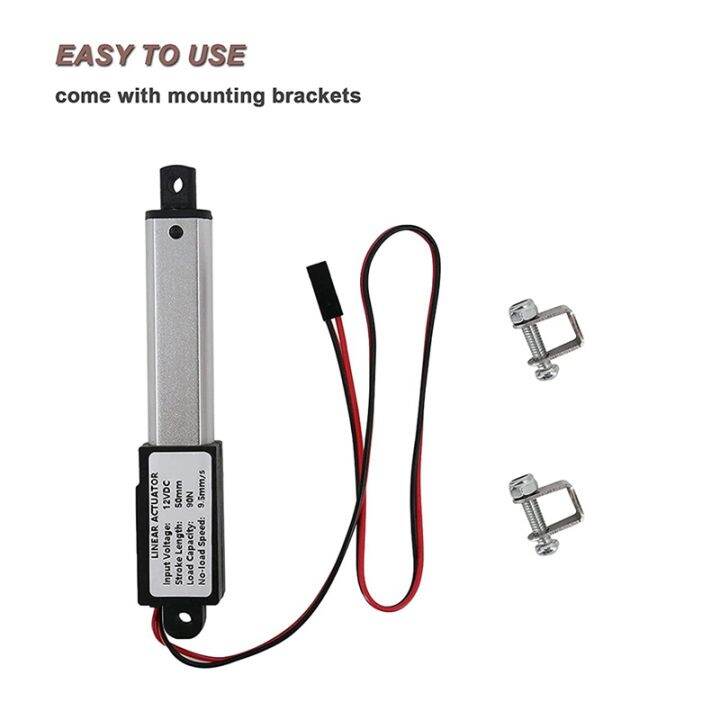 micro-linear-actuator-2-inch-stroke-90n-20-3lb-speed-9-5mm-s-electric-waterproof-actuator-motor-linear-actuator-12v