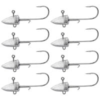 8Pcs ตะขอหัวสามเหลี่ยม Jig เหยื่อ Barbed Hooks สำหรับ Soft Lure อุปกรณ์ตกปลา