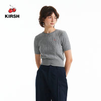 [KIRSH] SMALL CHERRY CABLE CROP SHORT SLEEVE KNIT I 23SS | Korean | Short sleeve | Slim Knit| Women T shirt | Casual | Daily T shirt | Women top | Korean Short Sleeve T shirt | korean brand | Korean style | T-shirt women | women Korea