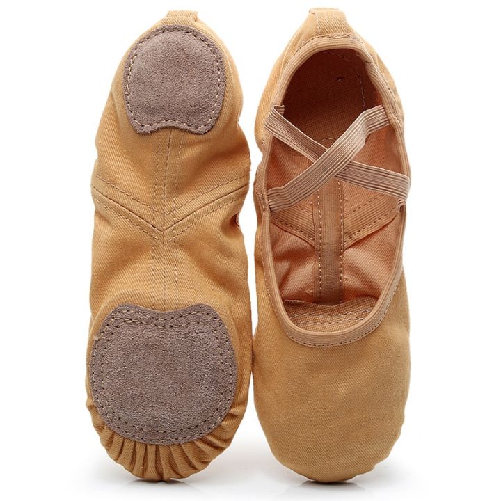 รองเท้าส้นแบนนุ่มบัลเลต์สำหรับเด็กผู้หญิง-รองเท้าสำหรับสวมเต้นรำรองเท้าบัลเลต์หญิงซูเปอร์ผ้าใบยืดสำหรับเด็ก