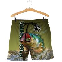 Beautiful Bass Fishing 3D All Over Printed Mens Shorts Unisex Streetwear Shorts Summer Beach Polyester Casual Shorts DK06