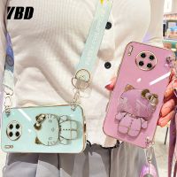 เคสโทรศัพท์กระจกแต่งหน้า YBD สำหรับ Huawei Y9A Nova 8i Mate 10 Pro Mate 20 Pro Mate 30 Pro Mate 40 Pro Mate 50 Pro Hello Kitty เชือกยาวขายึดสำหรับ Srossbody